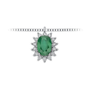 Collana DonnaOro Smeraldo ct 0,70 e Diamanti ct 0,05
